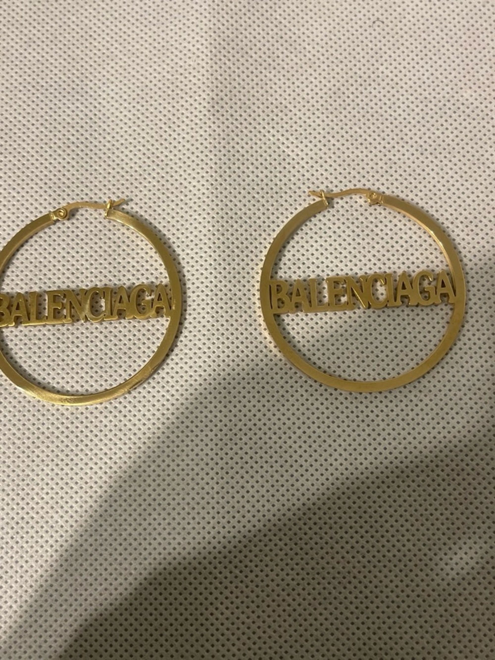 Stainless steel Gold plated Logo Hoop Earrings with Cutout Script brand new